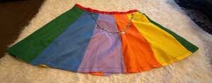 Delia’s Rainbow Striped Mini Skirt with Chain Detail